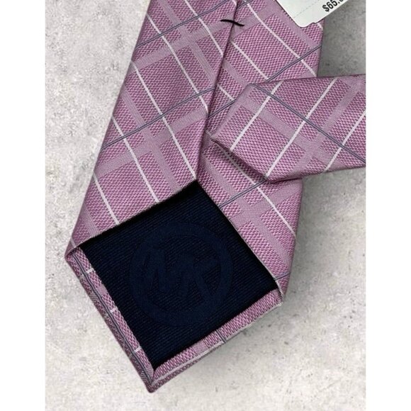 NEW MICHAEL KORS Silk Tie Pink Tartan W:3.2" - Picture 5 of 6